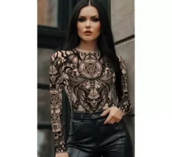 Maglia effetto tatuaggio morte da donna
