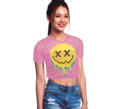 Maglietta Acid Mesh Sorriso rosa per le donne