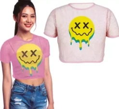 Maglietta Acid Mesh Sorriso rosa per le donne