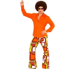 Maglietta arancione da uomo in stile disco anni '70