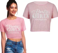 Maglietta a rete rosa da festa per donna