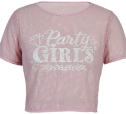 Maglietta a rete rosa da festa per donna