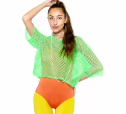 Maglietta a rete verde anni '80 da donna