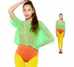 Maglietta a rete verde anni '80 da donna