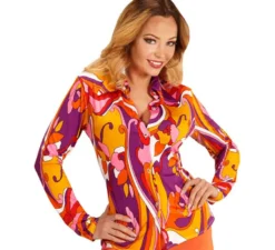 Maglietta da discoteca Orchid anni '70 per donna