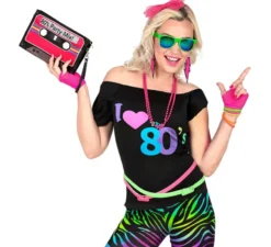 Maglietta da donna con stampa disco anni '80