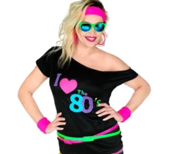 Maglietta da donna con stampa disco anni '80
