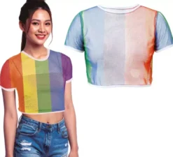 Maglietta da donna in rete arcobaleno