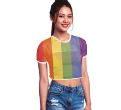 Maglietta da donna in rete arcobaleno