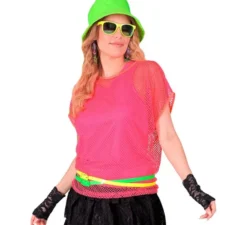 Maglietta da donna in rete rosa neon