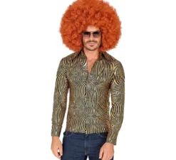 Maglietta da uomo in stile disco anni '70 color oro