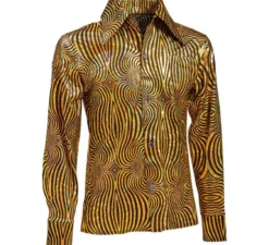 Maglietta da uomo in stile disco anni '70 color oro