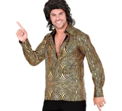 Maglietta da uomo in stile disco anni '70 color oro