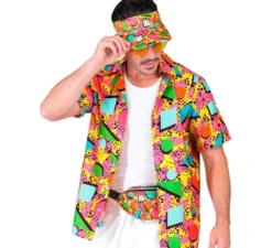 Maglietta stampata multicolore anni '80 per adulti