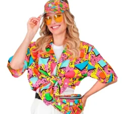 Maglietta stampata multicolore anni '80 per adulti