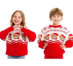 Maglione natalizio con orsi rossi e bianchi per bambini