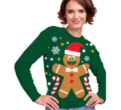 Maglione natalizio da donna con motivo pan di zenzero
