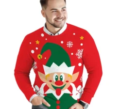 Maglione natalizio da uomo con elfo felice
