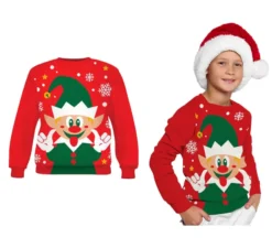 Maglione natalizio per bambini con elfo felice