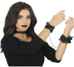 Manette in tessuto nero con fiocco