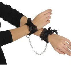 Manette in tessuto nero con fiocco