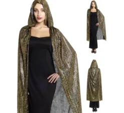 Mantello con cappuccio bicolore oro, 120 cm