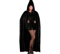 Mantello con cappuccio nero sinistro 142 cm per adulti