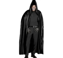 Mantello con cappuccio nero sinistro 142 cm per adulti