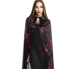 Mantello da vampiro con mano insanguinata 120 cm