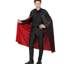 Mantello reversibile nero e rosso da 130 cm per adulti