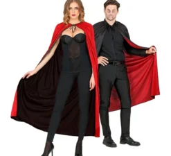 Mantello reversibile nero e rosso da 130 cm per adulti