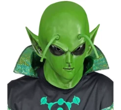 Maschera aliena verde con antenne