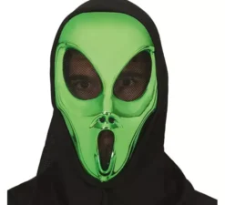 Maschera aliena verde con cappuccio