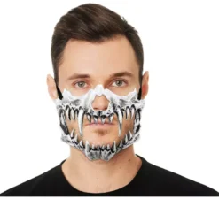 Maschera a mezza faccia con zanna di teschio