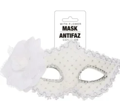 Maschera bianca con fiore