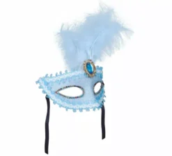 Maschera blu con piuma