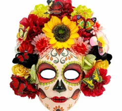 Maschera Catrina del Giorno dei Morti con fiori