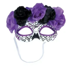 Maschera Catrina Fiori lilla e neri