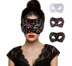 Maschera con paillettes iridescenti in colori assortiti