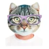 Maschera con stampa gatto con occhiali