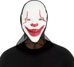 Maschera da clown assassino con tessuto in plastica