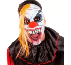 Maschera da Clown Horror con Capelli Arancioni