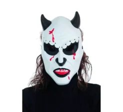 Maschera da demone bianca con corna di colori assortiti