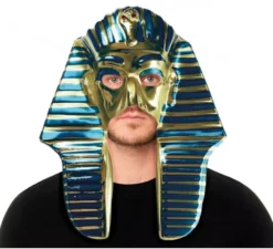 Maschera da faraone egiziano per adulti blu e oro