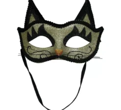 Maschera da gatto glitter oro per adulto