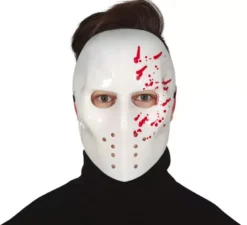 Maschera da hockey bianca con sangue in PVC