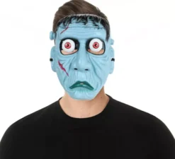 Maschera da mostro in plastica blu con occhi finti