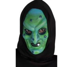 Maschera da strega verde con cappuccio da bambino