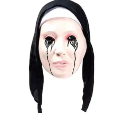 Maschera da suora che piange sangue in lattice nero