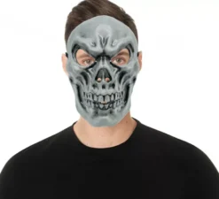 Maschera da teschio grigio in plastica per adulto